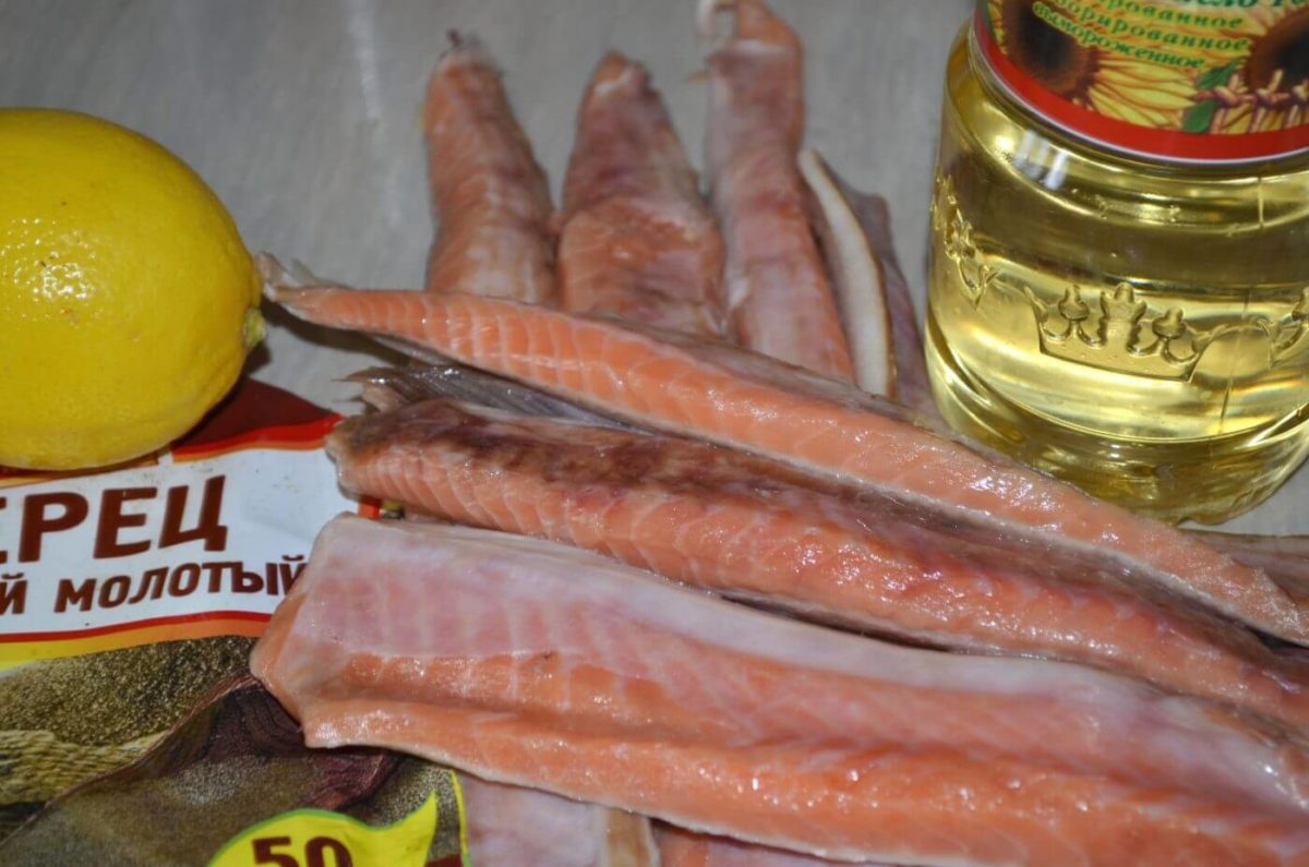 Ингредиенты для приготовления брюшек лосося